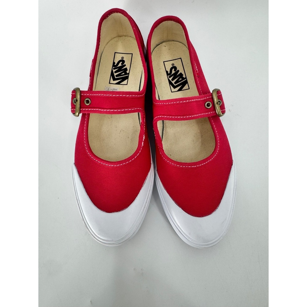 Vans Mary Jane Shoes Women 8.5 Red Canvas Buckle Strap Sneakers - Picture 9 of 16